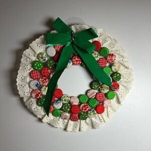 Vintage Handmade Bottle Cap Wreath
